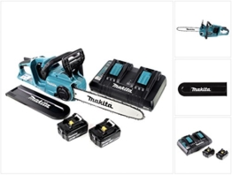 Makita DUC 353 2x 18 V Li-Ion brushless Akku Kettensäge 36 V + 2x BL 1830 3 Ah Akkus + DC18RD Doppel-Ladegerät -