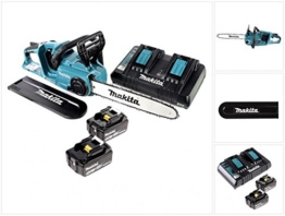 Makita DUC 353 Brushless Li-Ion Akku Kettensäge 2 x 18 V = 36 V + 2x BL 1850 5,0 Ah Akkus + DC18RD Doppel-Ladegerät -